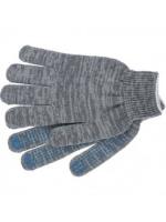 Перчатка х/б, ПВХ покрытие, 'Точка', серый меланж, 10 класс Россия