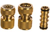 Набор для подключения шланга 1/2, переходник, 2 соединителя, аквастоп, латунный Palisad