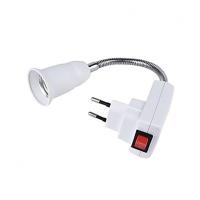 Ecola переходник вилка-патрон Е14 гибкий 150мм с выключателем Белый 