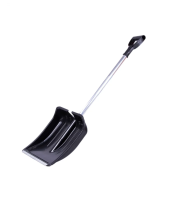 Лопата снеговая пластиковая 380*380 морозостойкая №6 с оц. планкой D=32 с алюм. черенком черная
