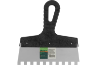 Шпатель из нержавеющей стали, 200 мм, зуб 10 х 10 мм, пластмассовая ручка Сибртех