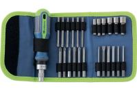 Отвертка реверсная с набором бит и торц.головок 26шт,чехол