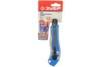 Нож ЗУБР 'ЭКСПЕРТ' с сегментированным лезвием 18 мм, металлический корпус, автоматический фиксатор лезвия