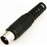 Штекер TV антенный пласт.без пайки чёрн.