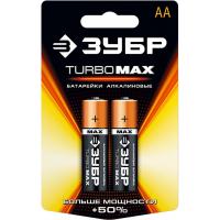 Батарейка ЗУБР 'TURBO' щелочная (алкалин.) тип АА 1,5В 2шт на карточке (цена за уп 2шт))