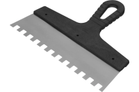 Шпатель из нержавеющей стали, 250 мм, зуб 10 х 10 мм, пластмассовая ручка Сибртех
