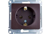 Механизм розетки 1-м СП Glossa 16А IP20 с заземл. шоколад SchE