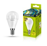 Лампа Шар 11Вт Е14 3000К Ergolux LED-G45-11W-E14-3K (10/100)