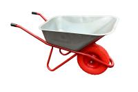 Тачка строительная 1-колесная 110л (Б) споддержкой корыта, колесо полиуретановое бескамерное 4.00/8