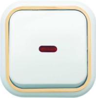 Выключатель 1кл ОП с инд. Валентина бел/зол А16-054