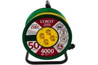 Удлинитель на кат. 4*50м  10А с з/к Союз