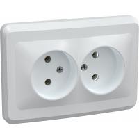 Розетка 2-гн без з/к встраиваемая белый РС16-005b 'Этюд'