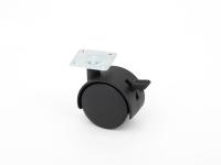 Колесная опора на площадке D 40 мм со стопором черная