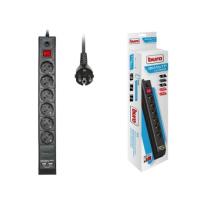 Удлинитель с сетевым фильтром 6*1,8м с заземл. 10А ССА 3*0,75 бел. BURO