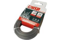 Леска для триммера с нейлоновым сердечником, длина 15м, профиль-круг, диаметр 2,4мм