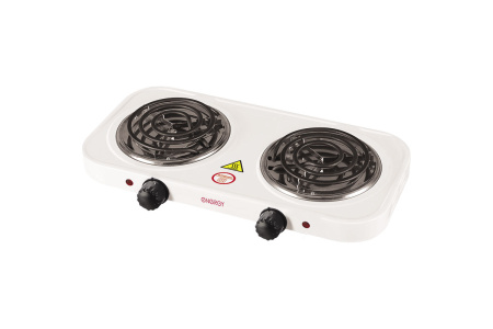 Электроплитка ENERGY EN-904, 2 комфорки, спираль (ТЭН), 1 кВт+1кВт, белая 158904