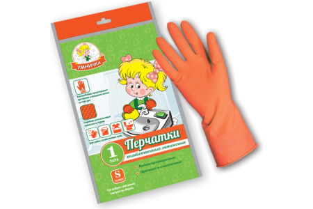 Перчатки хозяйственные латексные прочные M (40гр пара) MPU-M, Умничка
