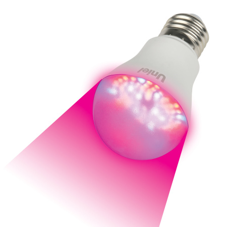 Uniel лампа св/д для рассады и растений A60 E27 9W 9мкм/с, прозр. 108x60 IP20 LED-A60-9W/SP/E27/CL