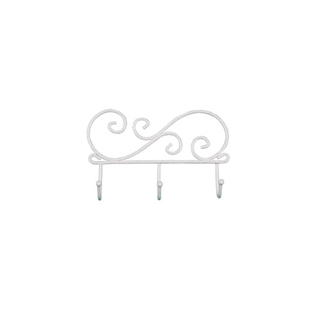 Вешалка настенная ЗМИ Кружева 3, 3 крючка, 20 x 4 x 13 см, белое серебро