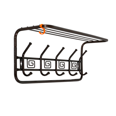 Вешалка настенная с полкой 'АЖУР' (5 КРЮЧКОВ) 600*220*263 ММ  МЕДНЫЙ АНТИК (1/2) ВСПА 202МА