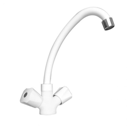 Смеситель для кухни РМС PL4-271F двухвентильный с высоким изливом белый