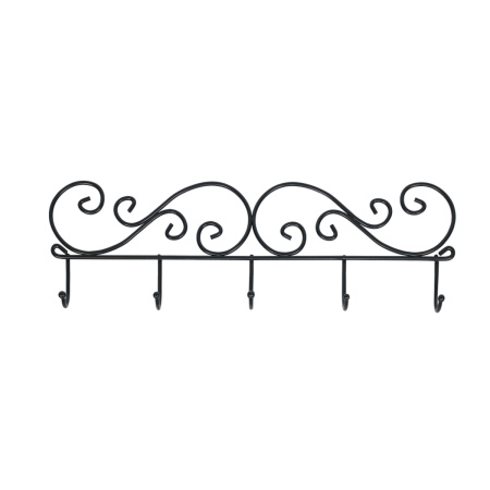 Вешалка настенная ЗМИ Кружева 5, 5 крючков, 40 x 4 x 13 см, чёрный