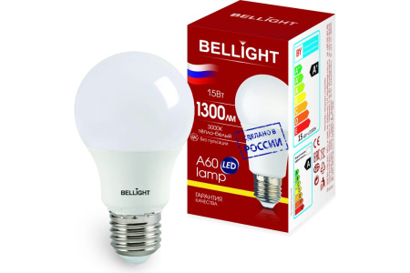 Лампа св/д LED A60 220v/15W /E27 1300Lm 3000K
