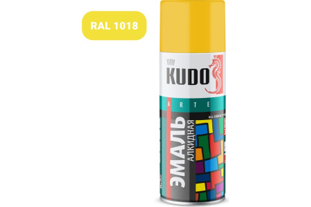 Эмаль-аэрозоль уверсал желтая 520мл Kudo KU-1013