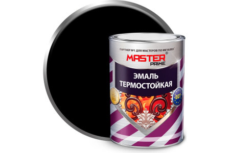 Эмаль термостойкая MASTER PRIME черная 0,8