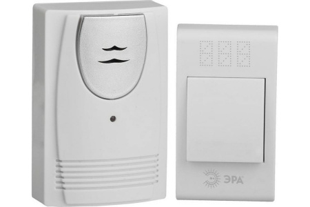 Звонок беспроводной белый/серебр Эра 100м радиус